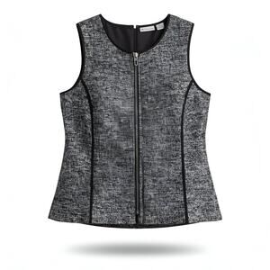 Liz Claiborne Tweed Vest - Women's Large Gray Black Sleeveless